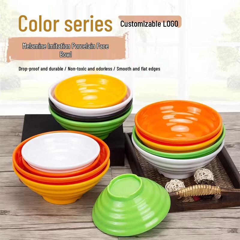 A3 Melamine Imitation Porcelain Noodle Bowls (10-Pack)