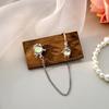 Silver Needle Asymmetrical Chain Earrings: Sweet Pink Zircon, Butterfly & Bear Designs for Women