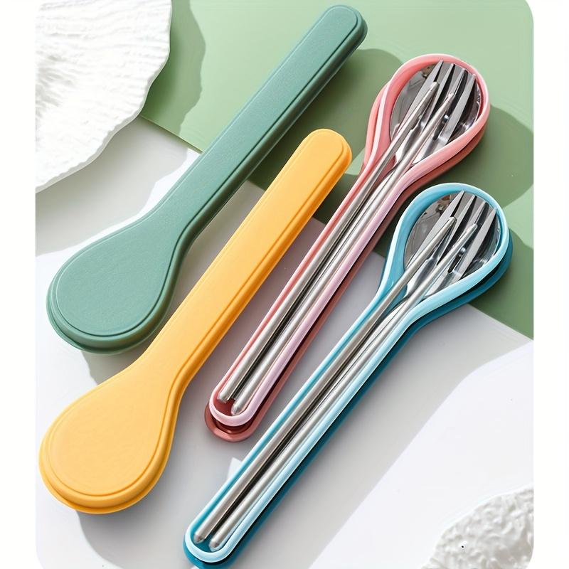 Korean Style Portable Flatware Set with Storage Case Polished Stainless Steel Cutlery Set for Home, School, and Kitchen Dinnerware Use