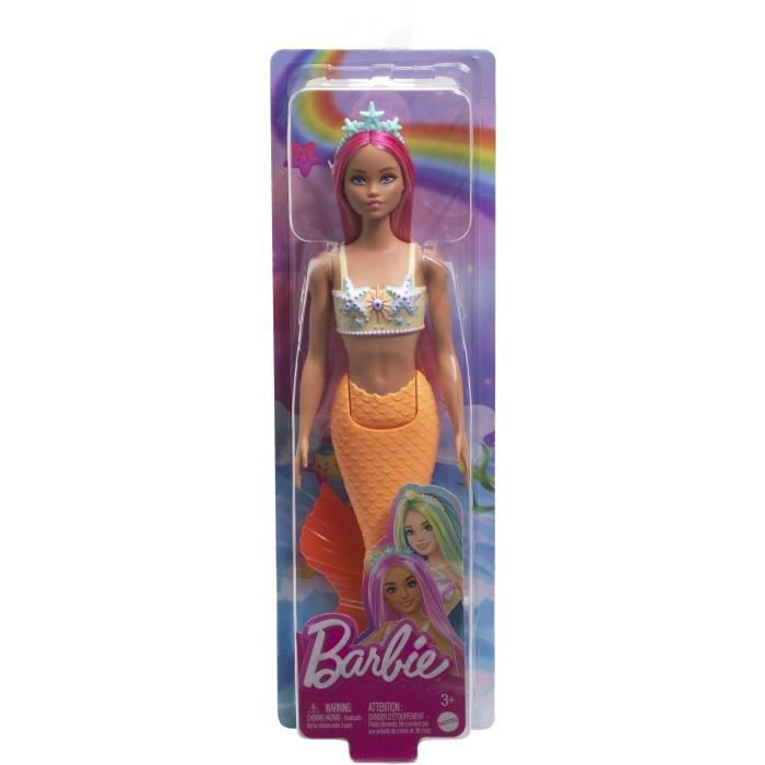 Barbie - poupées sirènes avec cheveux et nageoires colorés et serre-tête hrr05