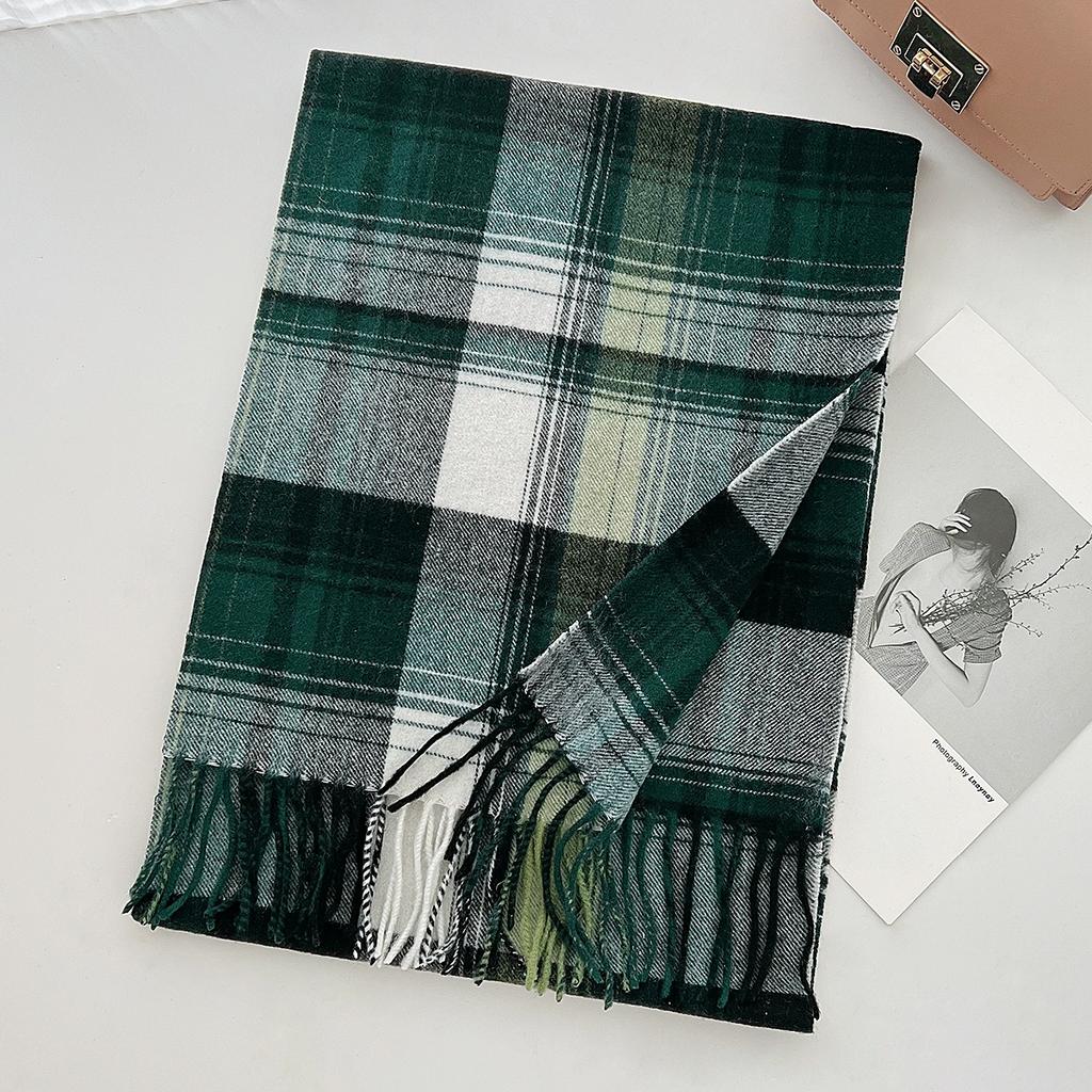 100% Pure Wool Scarf Female Winter Warm Cashmere Shawl Checkerboard Couple Accessory Outdoor Wrap Windproof Scarf