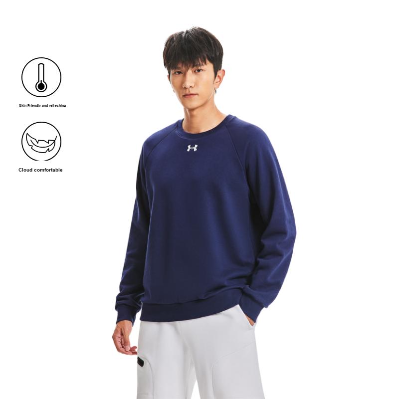 Under Armour Rival Solid Fleece Crew Training Sweatshirt Men Sweatshirt Dark-Blue 1379755-410