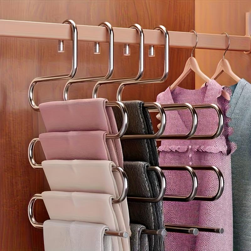 5 Katlı Paslanmaz Çelik S Şekilli Yer Tasarruflu Dolap Düzenleyici - Kaymaz İz Bırakmayan Metal Pantolon Askısı Kot, Pantolon ve Etekler için