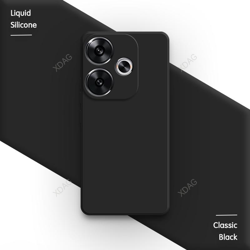 Classic Phone Case for Xiaomi Poco F6 Pro 5G Simple Shell Skin Friendly Square Liquid Silicone  Lens Protection Back Covers