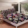 3D Dead Sugar Skull Girl Kissing Skull Home Bed Fitted Sheet Set Soft Microfiber Breathable Bedding All-Round Elastic Pocket