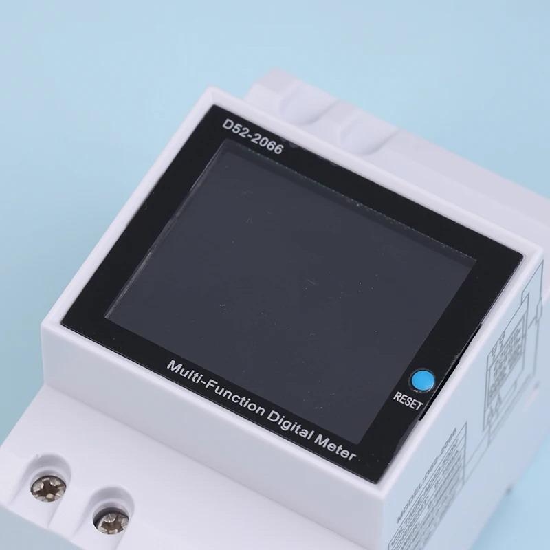 1Pcs D52-2066 Digital Display 6In1 Din Rail Ac Monitor Voltage Current Power Factor Active Kwh Electric Energy Frequency Meter
