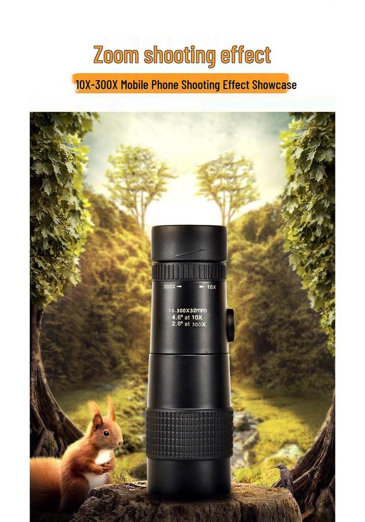 High-Definition 10-300×40 Retractable Portable Monocular Telescope
