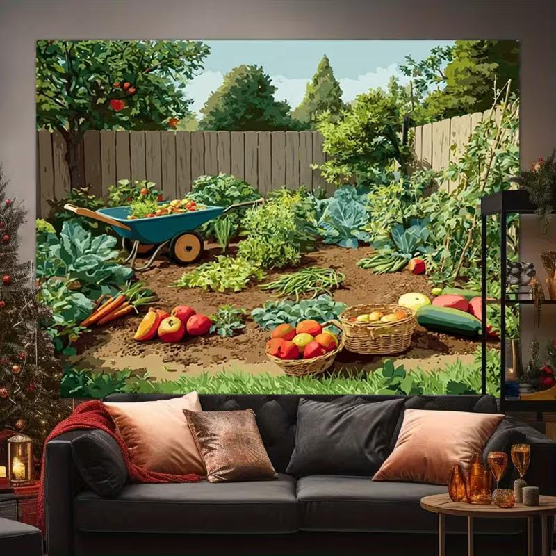 2D Vegetable Farm Backdrop Gardening Photography Background