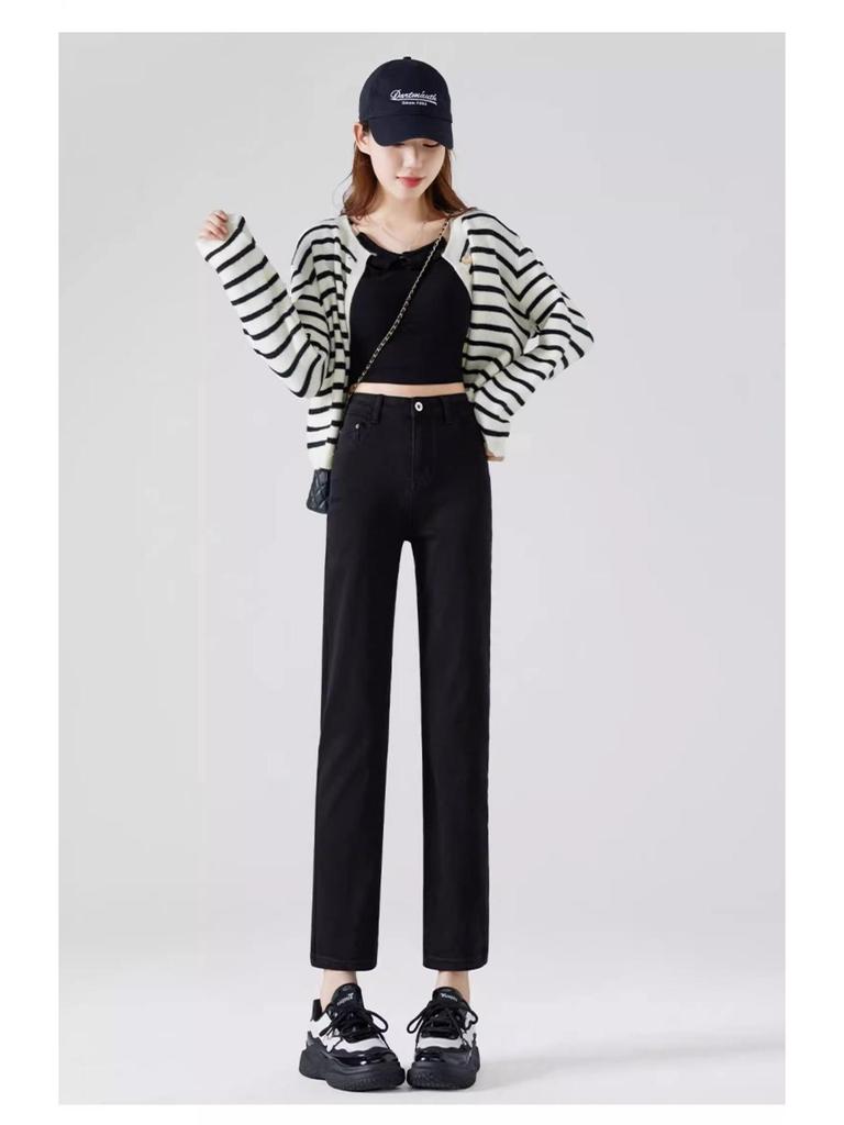 Women's Nine-Point High-Waisted Straight-Leg Slimming Jeans - Summer 2025 Collection
