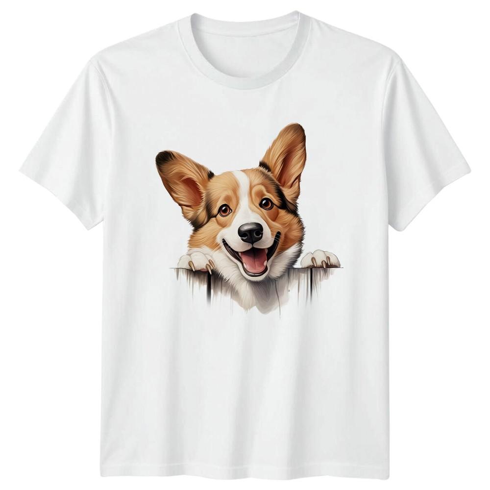 Cute Corgi Dog Breed Peeking TShirt Happy Dog Pet Lover Tee S
