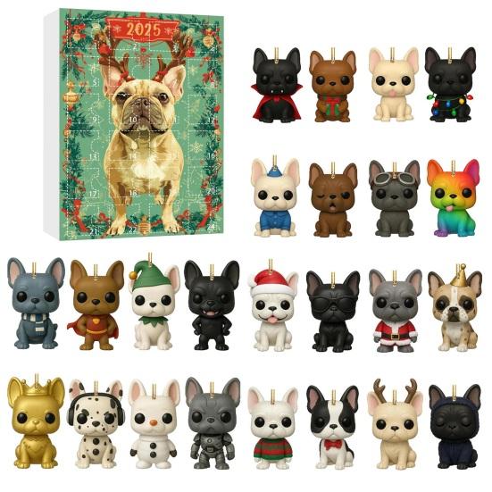 Christmas Dog Advent Calendar 24 Days Acrylic Ornament for Tree Decor Festive Countdown Surprise