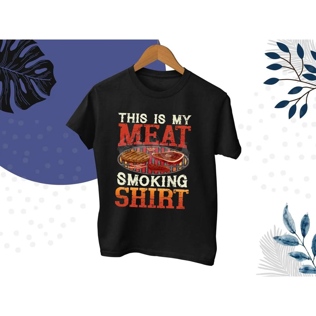 This Is My Meat Smoking T Shirt Funny Grilling Bbq Lover Gift For Dad Papa Husband Vintage Soft Casual Stretched