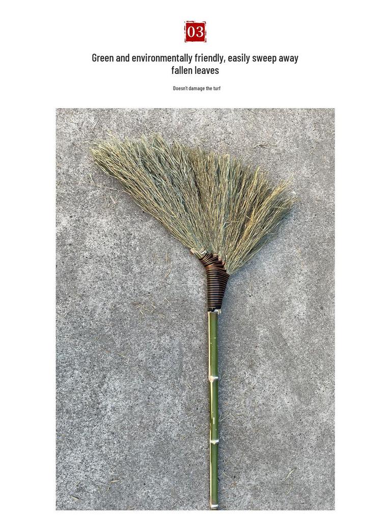 Large Bamboo Broom for Indoor Hard Floor Cleaning - Ideal for Office, Classroom, Yard, and Household Use