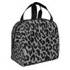 Black Leopard Insulated Lunch Bag Thermal Bag Reusable Cheetah Animal Leakproof Lunch Box Tote Food Bag Office Outdoor