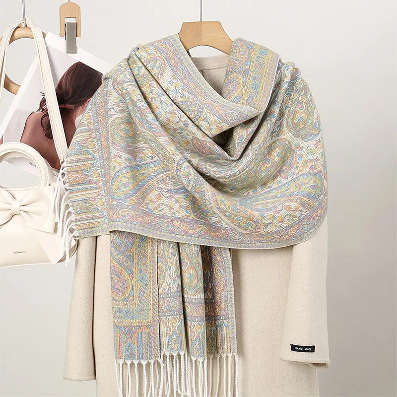 New Shawl Warm Winter Scarf Hijab Women Print Paisley Cashmere Pashmina Thick Wrap Head Neck Foulard Luxury  Blanket Echarpe