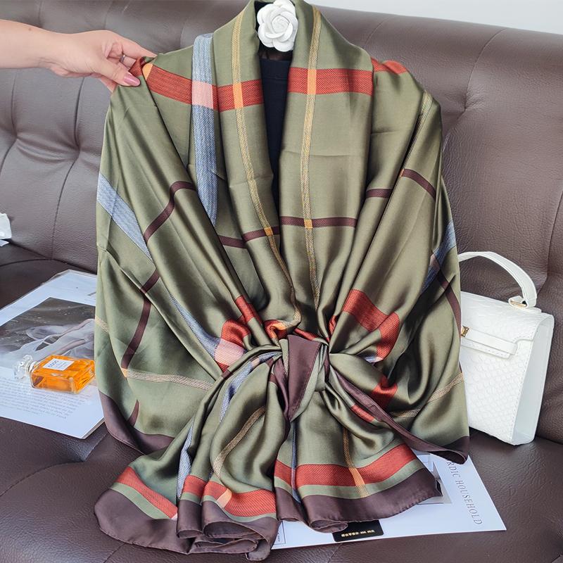 180*90cm muffler fashion Luxury Brand Scarf Women New Style Fashion Color Matching Print Silk Lady Popular Headcloth Beach Shawl