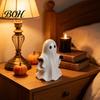 Halloween Shelf Sitter Cute White Ghost Resin Figurine, Miniature Figurine Decoration, Matte Room Decor Finish Tabletop Statue for Home Party Mini