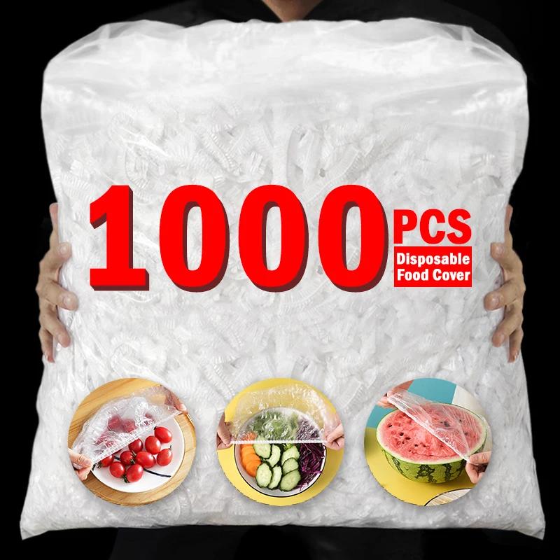 

100/1000 шт., одноразовая крышка для еды, саран, крышка для кишечника, пищевой пластиковый пакет для хранения свежести, кухонные аксессуары для хранения 100PCS