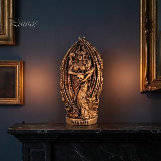 Creative Gift for Friends Retro Goddess Statue, Resin Ornament with Snake Skull, Waterproof Statue Collectable Figurine Indoor Desktop Shelf