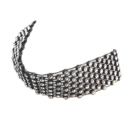 [P4844] - Designer-Halsband 'Sissi' weiß schwarz - 2,5 cm