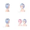 Premium Women Short Ram Rem Cosplay Wig With Stylish Adornment And Heat Resistant Synthetic Bob Hair