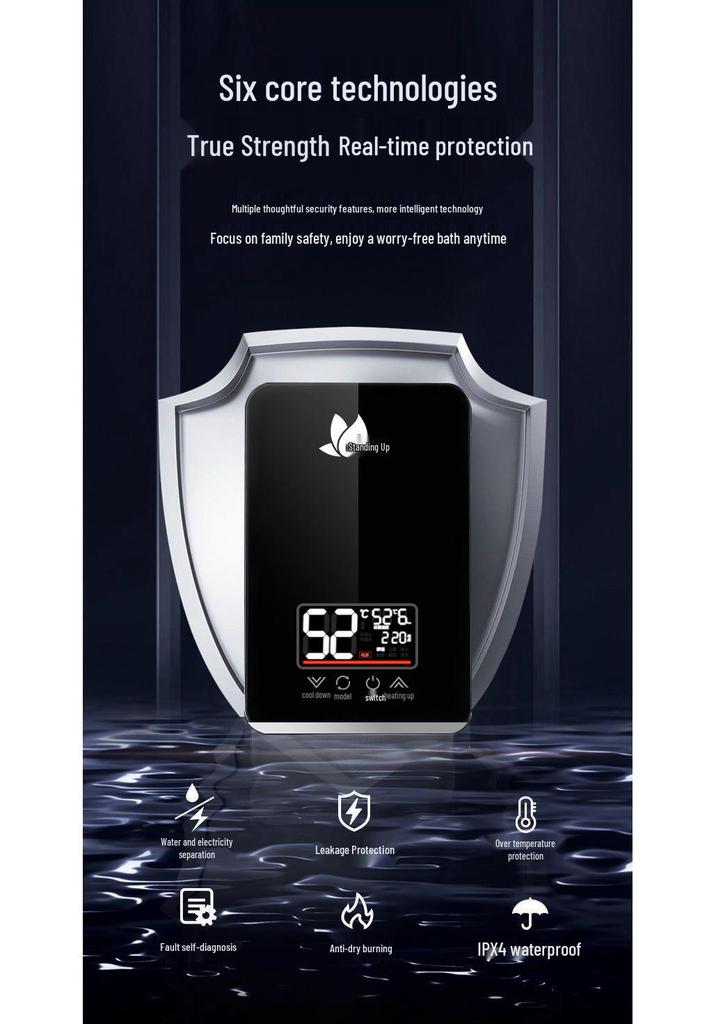 Vertical Electric Tankless Water Heater for Home, Shower, Small Bathroom, or Rural Rental Properties.
