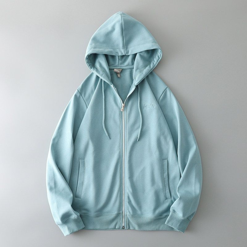 Trendy American Sweater Coat Spring and Autumn Export Cardigan Blue XL