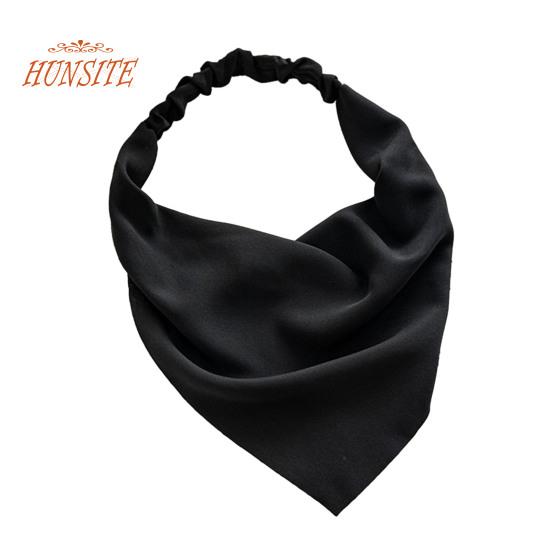 

Женский головной платок, винтажный треугольный противоскользящий сплошной цвет, эластичная лента, украшение для волос, банданы, регулируемая повязка на голову в пасторальном стиле, аксессуары для волос чёрный