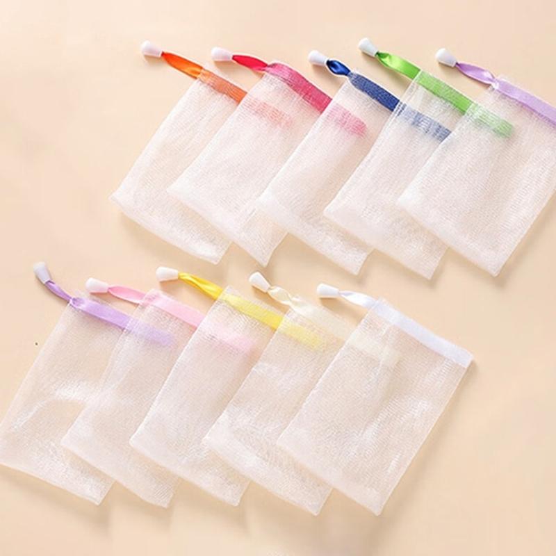 Gentle Face Cleaning Net For Soap Rod Creates Rich Lathers Quickly Soft Meshes With Hanging Rope For Bathroom Storage