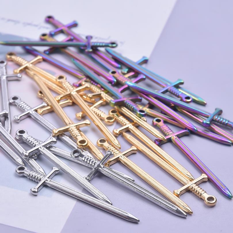 6pcs Mixed Stainless Steel Sword Charms For Jewelry Making/Materials To Make Bracelets Earrings Pendant Charm DIY Keychain Bulk