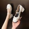 White Mary Jane shoes women's 2025 new spring versatile bow French shallow mouth single shoes college style small leather shoes