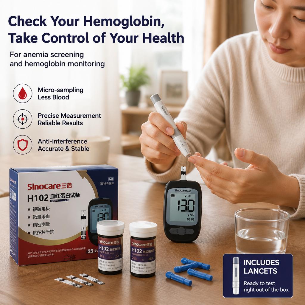 H102 Hemoglobin Test Strips 50pcs/Box with Lancets