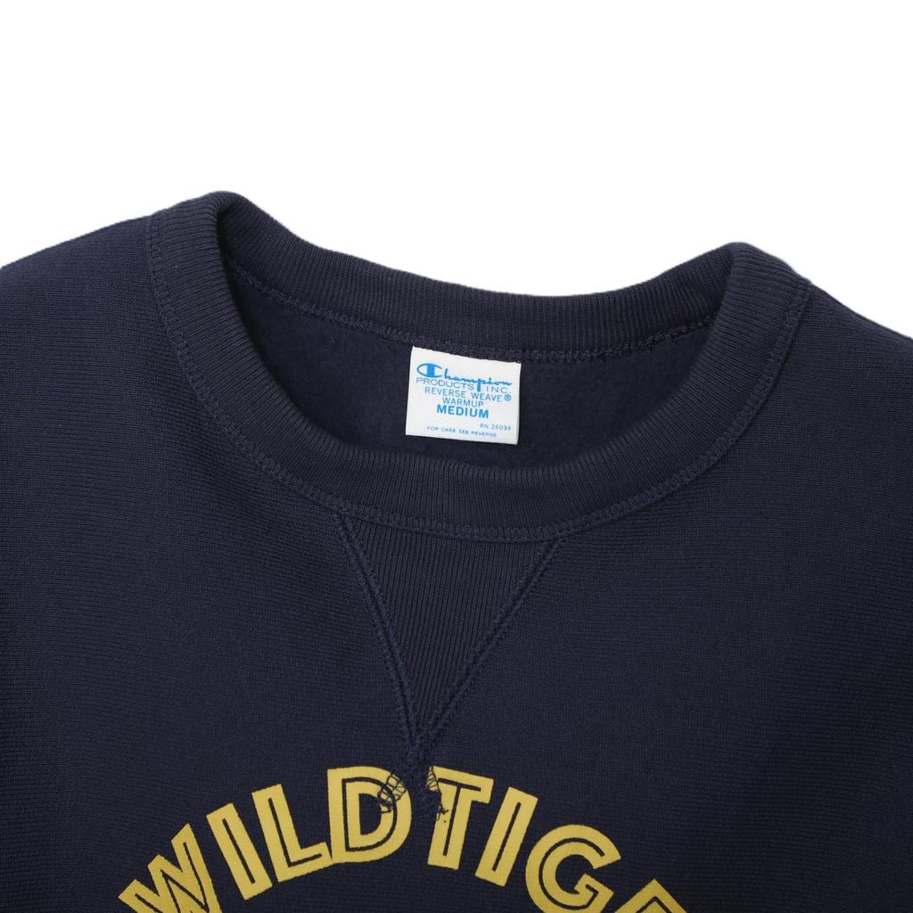 Felpa Donna Champion Manica Lunga Spazzolata Relax Grafica REVERSE Girocollo Blu Scuro, 11,5 oz, Pile, Vestibilità, Stampa, Felpa WEAVE®, CW-C003,