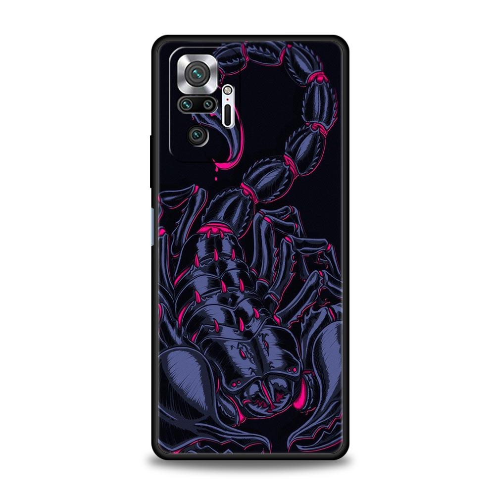 Cartoon Scorpion Phone Case For Xiaomi Redmi Note 14 13 5G 10 11 12 Pro Plus 4G 14C 13C 12C 10C Black Cover