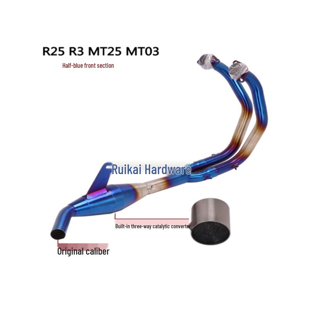 Compatible Exhaust Pipes for Stainless Steel & Titanium Alloy Front/Mid Sections - YZF-R3/R25/MT03