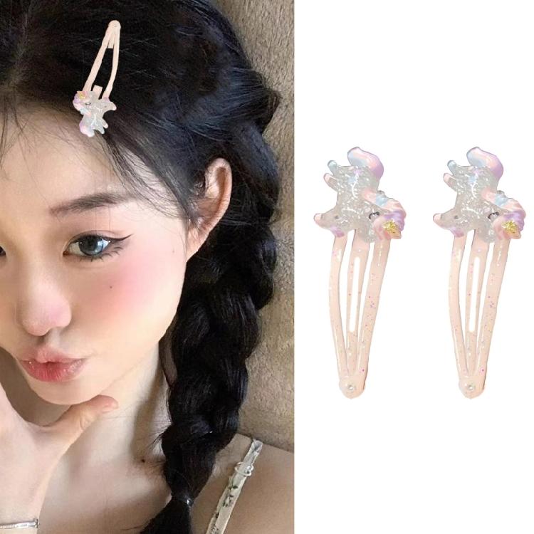 2 Stück Glitzer-Haarspangen mit Blumen- und Kuchenmotiven Haarnadel Cartoon Kinder-Haarschmuck für Mädchen zum täglichen Tragen