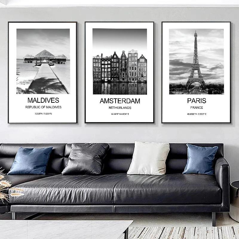 1pc City Poster New York London Paris Poster Paper Print Home Bedroom Entrance Bar Cafe Art Painting Decoration