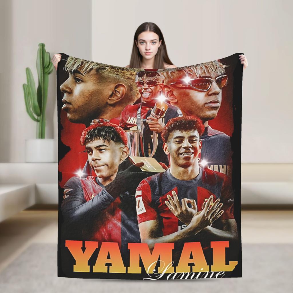 Lamine Y-Yamal Decken Camping Flanell Überwurfdecke Für Heimdeko Weiches Design Qualitäts Tagesdecke Geschenkidee