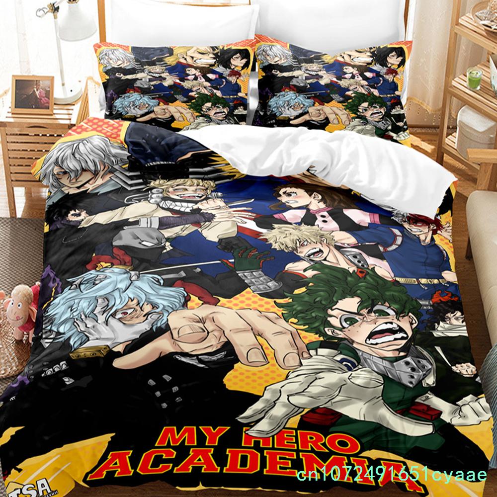 NEW My Hero Academia Anime Duvet Cover Set With Pillow Covers Polyester Teens Kids Bedding Set Full Queen King Size Bed Linen