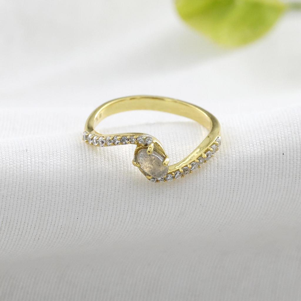 Labradorite Ring, Silver Jewelry, Gold Plated Jewelry, Gift For Her, Wedding Gift