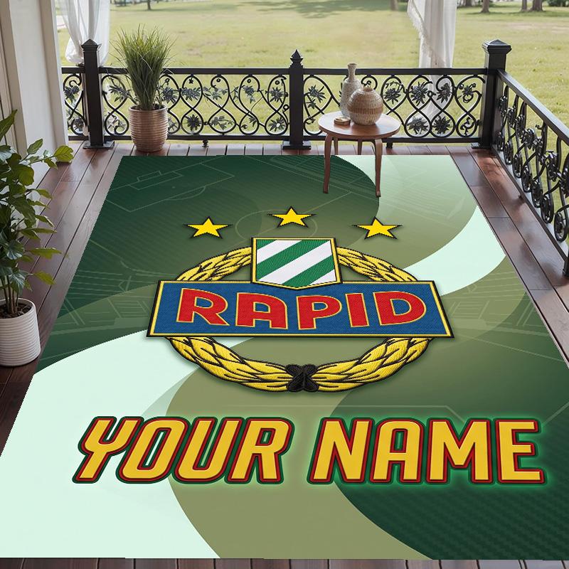 Custom Text Printed Rug Rapid Wien FC Non Slip Floor Carpet For Home Room Decor