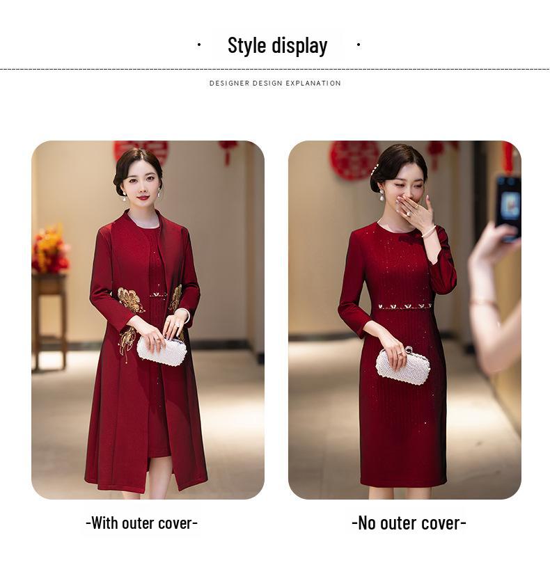 Elegantní sametová pelerína svatební kabát pro tchyni – jarní styl čcheongsamu