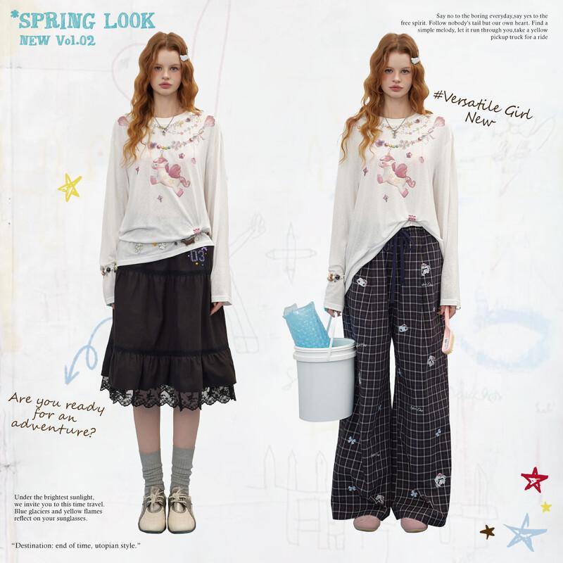 UNIFREE Sweet Unicorn Print Loose T-Shirt