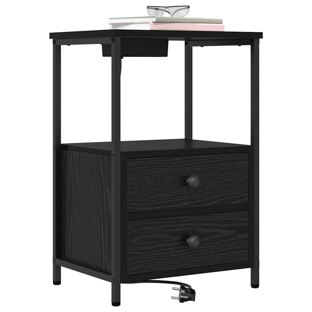 Nightstand Set of 2 Black Oak Effect 40 X 31 X 60 Cm