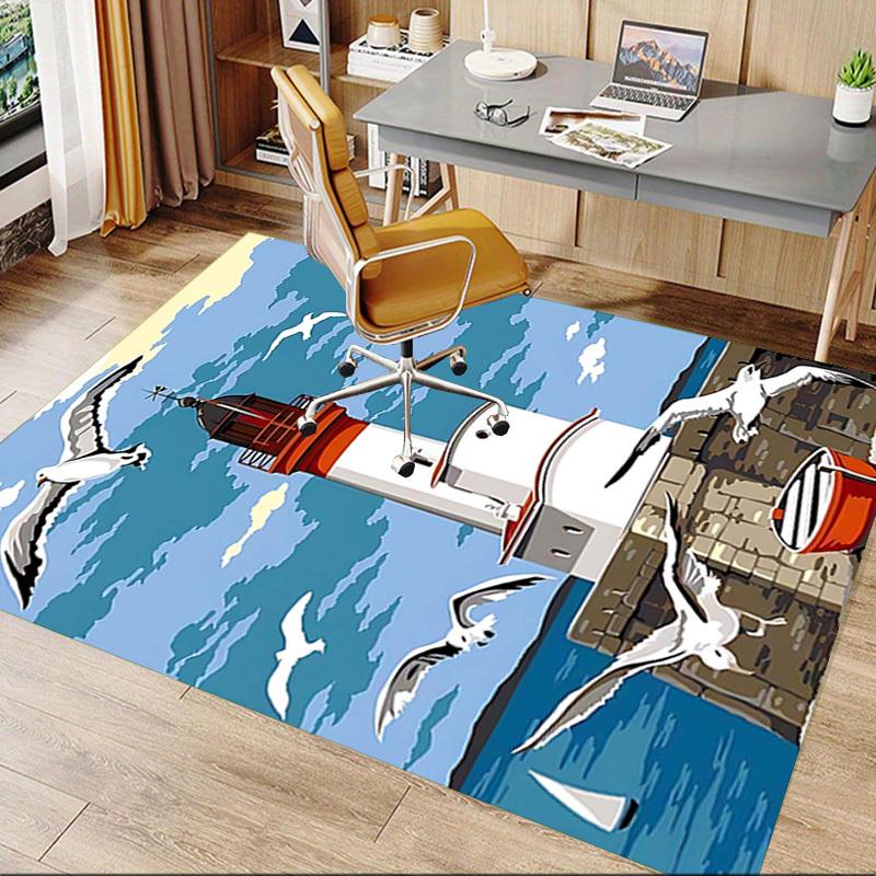 1PC lighthouse seagulls Anti-slip carpet, suitable for Office, bedroomand playrooms. It can also be used as a sofa footrest cover-W92