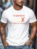 Unisex Navy Crew Neck Tee Caution Gen X Feelings Will Get Hurt Distressed Retro Red White Text Warning Slogan Graphic Soft Short