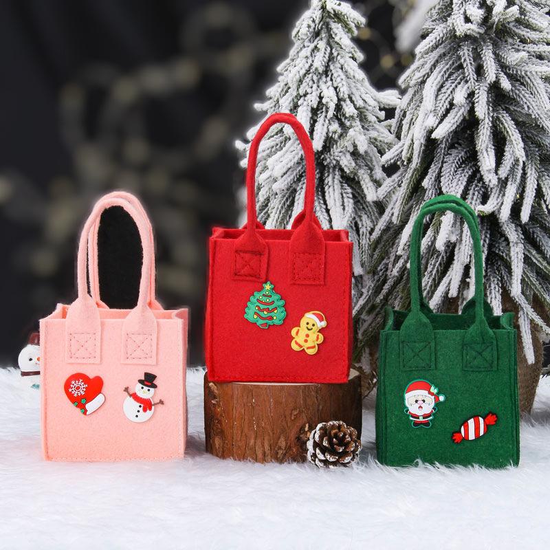 Creative Christmas Eve Apple Candy Bag - Felt DIY Tote for Kids