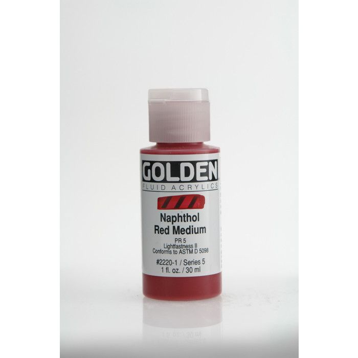 Peinture Acrylique - GOLDEN - Naphthol Red Medium - 30ml - Rouge - Mixte