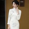 Women's Long Sleeve Fleece-Lined Qipao Dress - Winter/Autumn Style