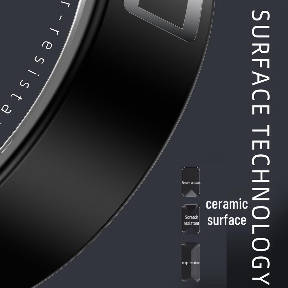 Inteligentny Pierścionek Ceramiczny NFC SmartHealth: Tętno, Poziom tlenu we krwi, Monitor snu, Wodoodporność IP68.